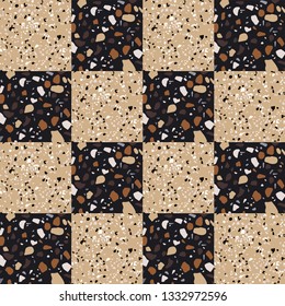 Terrazzo flooring vector seamless pattern. Texture of classic type of floor. Stone, Marble, Collage