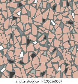 Terrazzo flooring vector seamless pattern. Beige tiles illustration. Marble texture. Modern surface. Vector stone. Abstract background