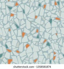 Terrazzo flooring vector seamless pattern. Marble texture. Blue tiles illustration. Modern surface. Vector stone. Abstract background