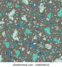 Terrazzo flooring vector seamless pattern. Texture of floor, composed of different kind of stone.