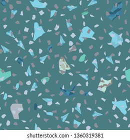 Terrazzo flooring vector seamless pattern. Texture of floor, composed of different kind of stone.