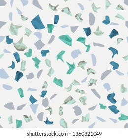Terrazzo flooring vector seamless pattern. Texture of floor, composed of different kind of stone.