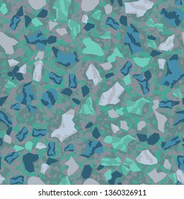 Terrazzo flooring vector seamless pattern. Texture of floor, composed of different kind of stone.