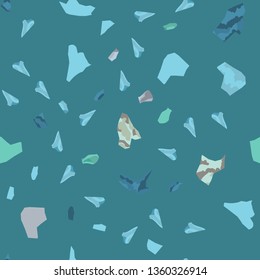 Terrazzo flooring vector seamless pattern. Texture of floor, composed of different kind of stone.
