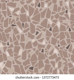 Terrazzo flooring vector seamless pattern. Beige tiles illustration. Marble texture. Modern surface. Vector stone. Abstract background