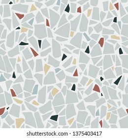 Terrazzo flooring vector seamless pattern. Marble texture. Blue tiles illustration. Modern surface. Vector stone. Abstract background