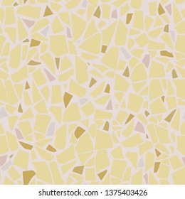 Terrazzo flooring vector seamless pattern. Marble texture. Golden tiles illustration. Modern surface. Vector stone. Abstract background.