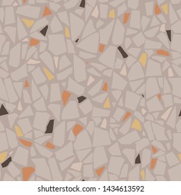 Terrazzo flooring vector seamless pattern. Marble texture. Grey tiles illustration. Modern surface. Vector stone. Abstract background