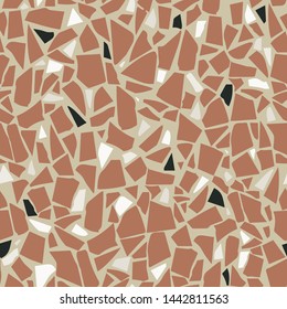 Terrazzo flooring vector seamless pattern. Beige tiles illustration. Marble texture. Modern surface. Vector stone. Abstract background