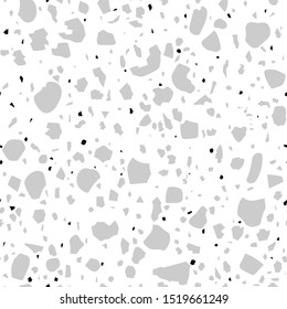 Terrazzo flooring vector seamless pattern. The texture of the classic Italian type of floor in the Venetian style. black white 
