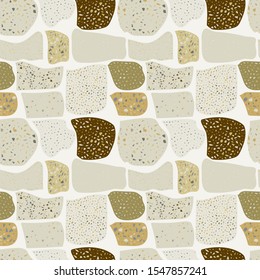 Terrazzo flooring vector seamless pattern. Texture of floor, composed of different kind of stone.