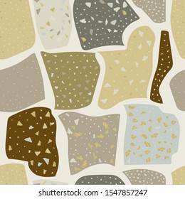 Terrazzo flooring vector seamless pattern. Texture of floor, composed of different kind of stone.