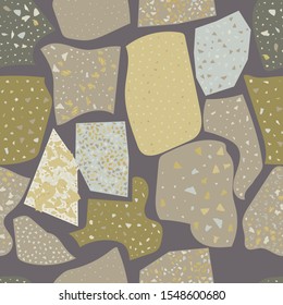 Terrazzo flooring vector seamless pattern. Texture of floor, composed of different kind of stone.