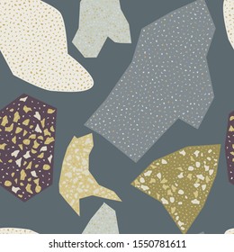 Terrazzo flooring vector seamless pattern. Texture of floor, composed of different kind of stone.