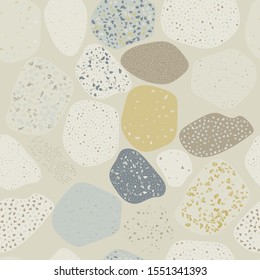 Terrazzo flooring vector seamless pattern. Texture of floor, composed of different kind of stone.