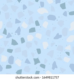 Terrazzo flooring vector seamless pattern. Texture of floor, composed of different kind of blue stone.