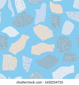 Terrazzo flooring vector seamless pattern. Texture of floor, composed of different kind of stone.