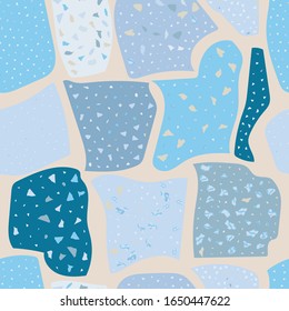 Terrazzo flooring vector seamless pattern. Texture of floor, composed of different kind of stone.