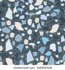 Terrazzo flooring vector seamless pattern. Texture of floor, composed of different kind of stone.