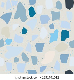 Terrazzo flooring vector seamless pattern. Texture of floor, composed of different kind of stone.