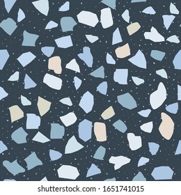 Terrazzo flooring vector seamless pattern. Texture of floor, composed of different kind of stone.