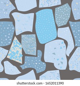 Terrazzo flooring vector seamless pattern. Texture of floor, composed of different kind of stone.