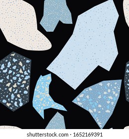 Terrazzo flooring vector seamless pattern. Texture of floor, composed of different kind of stone.