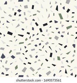 Terrazzo flooring vector seamless pattern in cold colors. Texture of classic italian type of floor in Venetian style composed of natural stone, granite, quartz, marble, glass and concrete