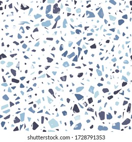 Terrazzo flooring vector seamless pattern. Modern vector illustration for fabric print, wrapping paper, flooring. Classic venetian terrazzo style of floor of natural stone, granite, quartz