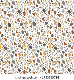 Terrazzo flooring vector seamless pattern in earth colors. Classic italian type of floor in Venetian style composed of natural stone, granite, quartz, marble, glass and concrete