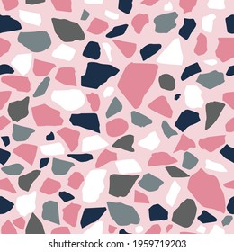 Terrazzo flooring vector seamless pattern. Classic venetian terrazzo style of floor of  stone, granite, quartz