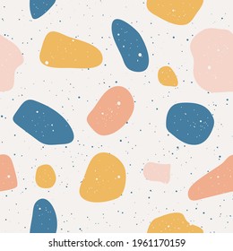 Terrazzo flooring vector seamless pattern. Classic venetian terrazzo style of floor of stone, granite, quartz.