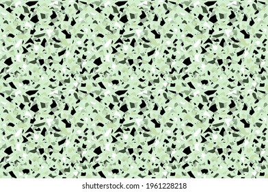 Terrazzo flooring vector seamless pattern in turquoise and black  colors. Texture of classic italian type of floor.