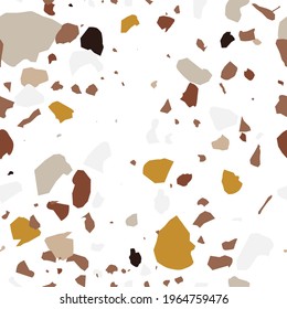 Terrazzo flooring vector seamless pattern. Texture of classic Italian type of floor in Venetian style composed of natural stone, granite, quartz, marble, glass and concrete