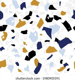 Terrazzo flooring vector seamless pattern. Texture of classic Italian type of floor in Venetian style composed of natural stone, granite, quartz, marble, glass and concrete