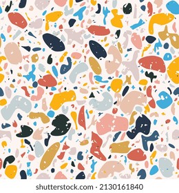 Terrazzo flooring vector seamless pattern. Texture of classic italian type of floor in Venetian style composed of natural stone, granite, quartz, marble, glass and concrete