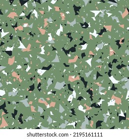 Terrazzo flooring vector seamless pattern pastel. Texture of classic Italian type of floor in Venetian style composed of natural stone, granite, quartz, marble, glass and concrete