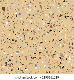 Terrazzo flooring vector seamless pattern pastel. Texture of classic Italian type of floor in Venetian style composed of natural stone, granite, quartz, marble, glass and concrete