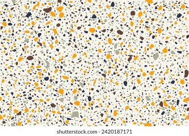 Terrazzo flooring vector seamless pattern. Texture of classic Italian type of floor in Venetian style composed of natural stone, granite, quartz, marble, glass and concrete