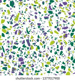Terrazzo flooring white pattern. Texture of blue natural stone, granite, quartz, marble, glass. Multicolored abstract background. Textile - Vector