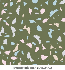 Terrazzo geometric texture. Seamless pattern with colorful splinters. Creative illustration for textile or book covers, manufacturing, wallpapers, print, gift wrap, flooring