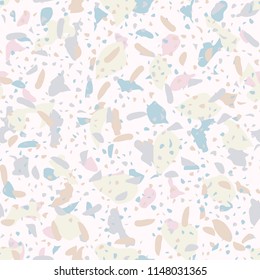 Terrazzo geometric texture. Seamless pattern with colorful splinters. Creative illustration for textile or book covers, manufacturing, wallpapers, print, gift wrap, flooring