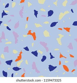 Terrazzo geometric texture. Seamless pattern with colorful splinters. Creative illustration for textile or book covers, manufacturing, wallpapers, print, gift wrap, flooring