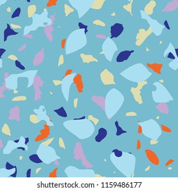 Terrazzo geometric texture. Seamless pattern with colorful splinters. Creative illustration for textile or book covers, manufacturing, wallpapers, print, gift wrap, flooring