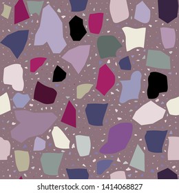 Terrazzo geometric texture. Seamless pattern with colorful splinters. Creative illustration for textile or book covers, manufacturing, wallpapers, print, gift wrap, flooring