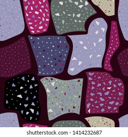 Terrazzo geometric texture. Seamless pattern with colorful splinters. Creative illustration for textile or book covers, manufacturing, wallpapers, print, gift wrap, flooring
