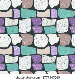 Terrazzo geometric texture. Seamless pattern with colorful splinters. Creative illustration for textile or book covers, manufacturing, wallpapers, print, gift wrap, flooring