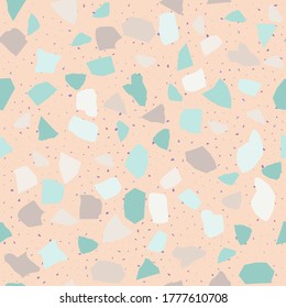 Terrazzo geometric texture. Seamless pattern with colorful splinters. Creative illustration for textile or book covers, manufacturing, wallpapers, print, gift wrap, flooring