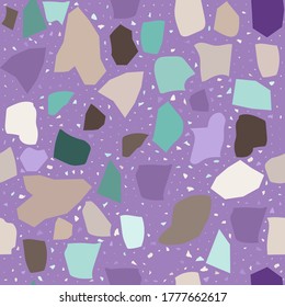 Terrazzo geometric texture. Seamless pattern with colorful splinters. Creative illustration for textile or book covers, manufacturing, wallpapers, print, gift wrap, flooring
