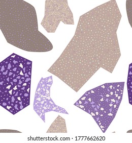 Textura geométrica de Terrazzo. Patrón inmaculado con astillas coloridas. Ilustración creativa para cubiertas textiles o de libros, fabricación, papel pintado, envoltura de regalo, suelo